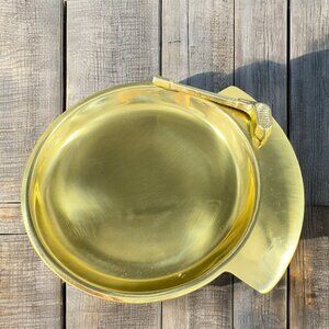 Vintage 1980s Metal Brass Pocket Change Tray Golf Club Accent Ashtray Plate VTG